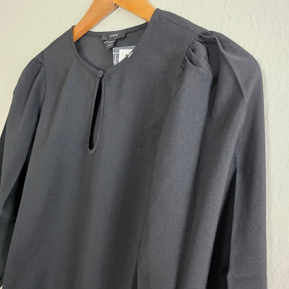 J. Crew Black Puff Sleeve Satin Back Crepe Blouse Top Size XXS Petite XXSP NWT - Picture 4 of 8